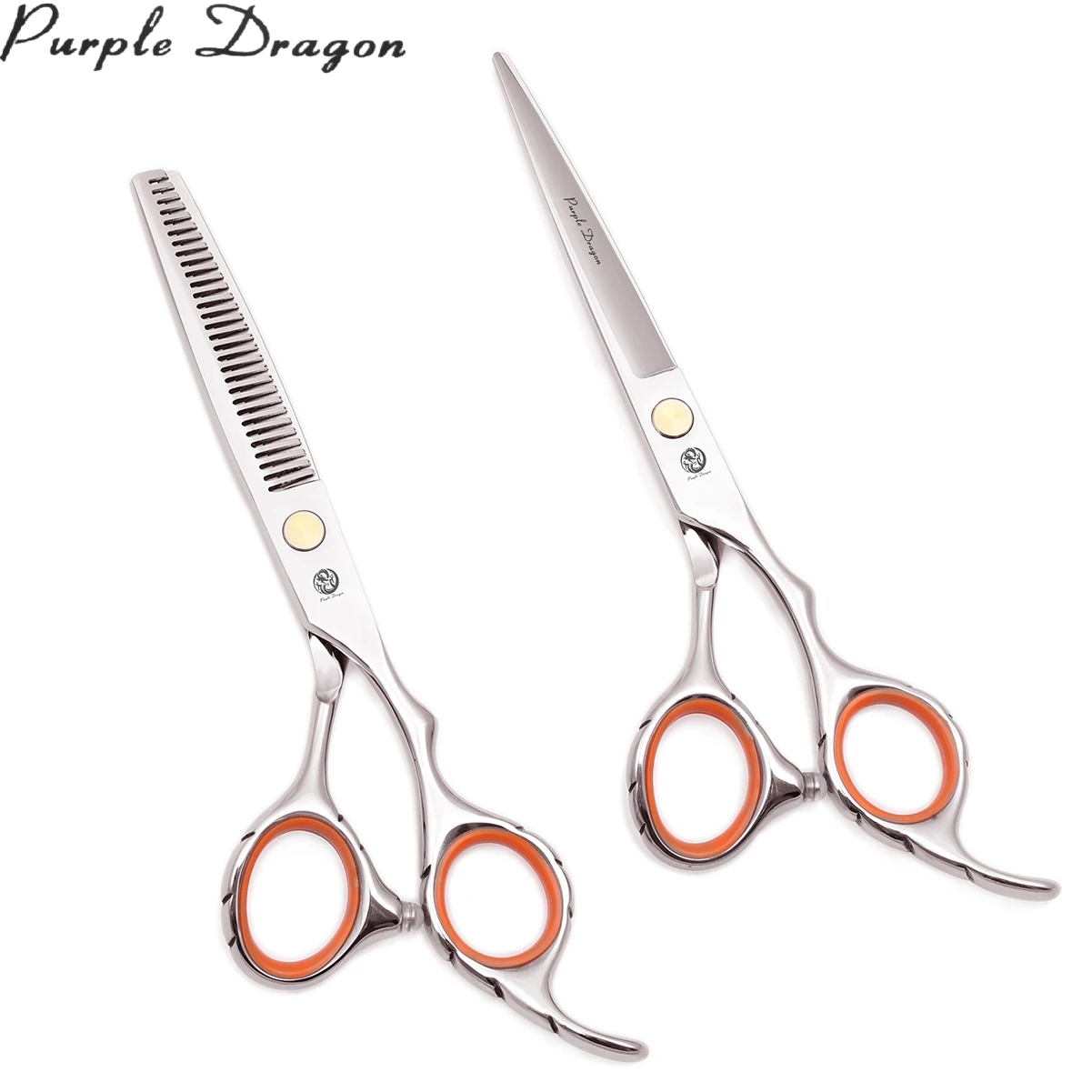 

Sell in Bulk 5.5" 6.0" Purple Dragon Hair Scissors For Salon Thinning Shears 1009# Hairdressing Cutting Scissors Customize Logo