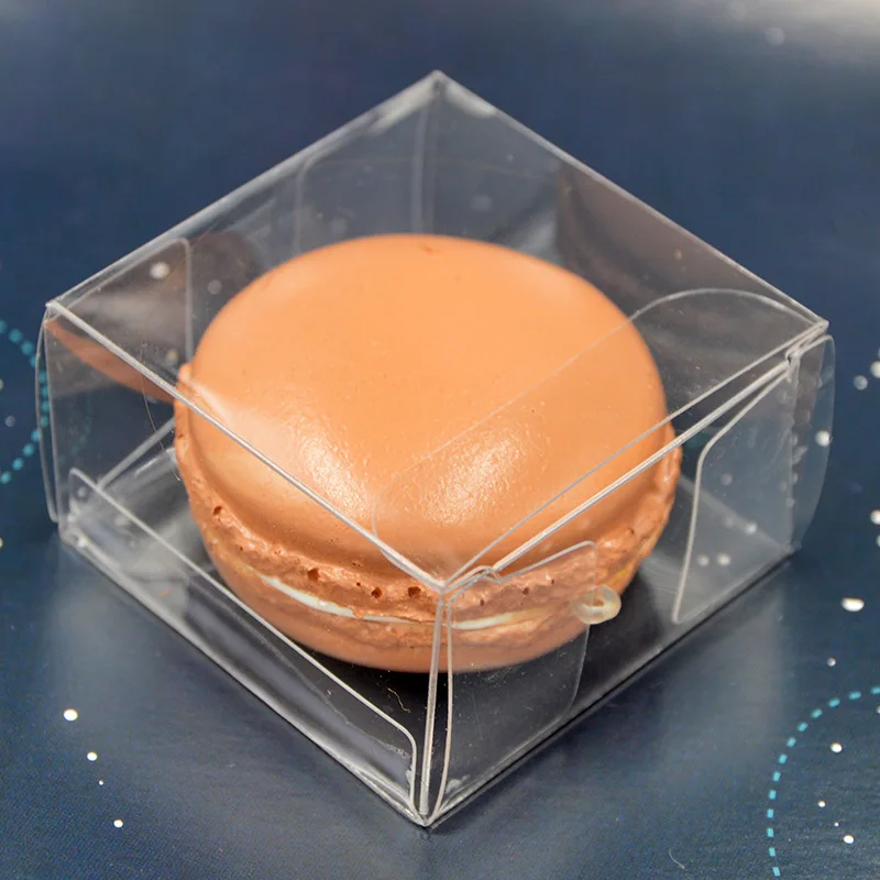 

Single PVC Macarons Boxes DIY Handmade Clear Square Plastic Packaging Box Transparent Wedding Box Sugar Cookies Container Cases