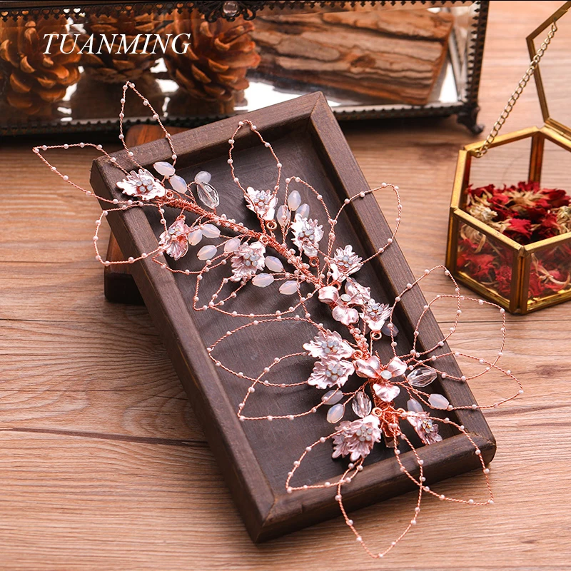 Повязка на голову женская серебристая розовая золотистая с жемчугом | Украшения