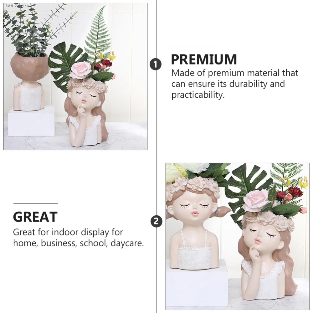 

Resin Lovely Meditative Girl Plant Pot Flowerpot Decoration for Home Office