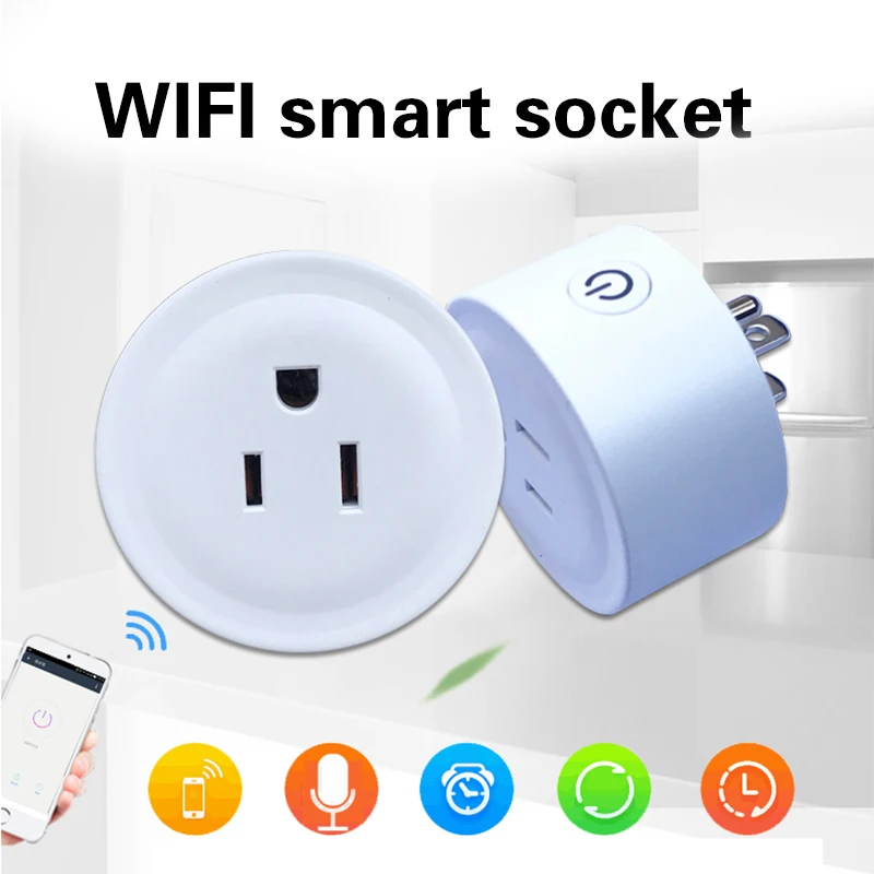 Штепсельная Вилка стандарта США WiFi умная розетка пульт дистанционного