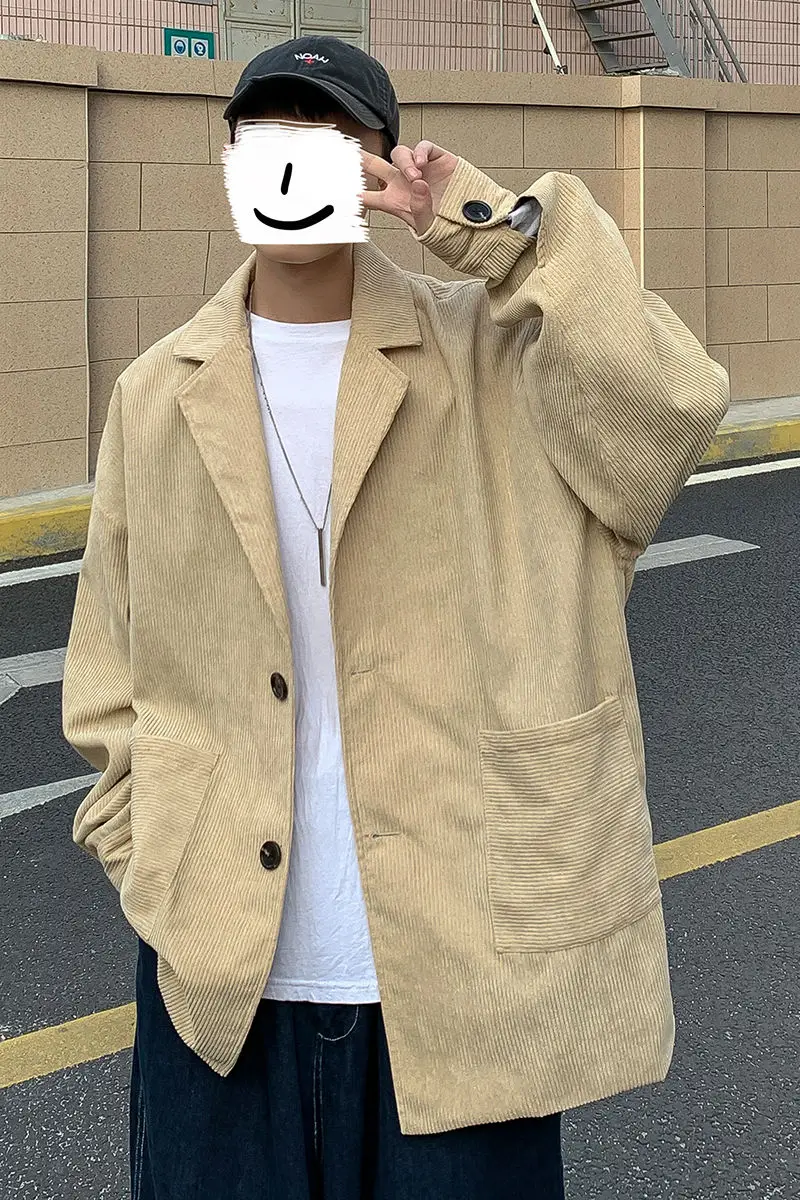 

2021 Spring And Autumn New Youth Popular Men's Loose Simple Pure Color Suit Fashion Casual All-match Top Black/Khaki/Navy Blue