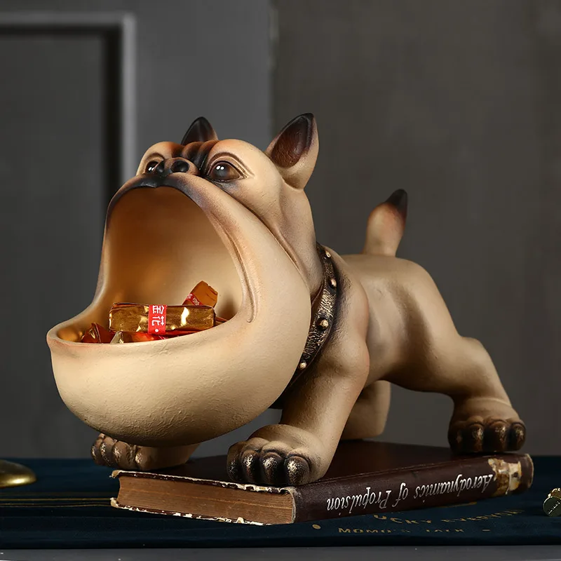 

French Bulldog Art Sculpture Geometric Dog Statue Animal Storage Box Resin Crafts Multi-Function Key Storage Decorations R4810