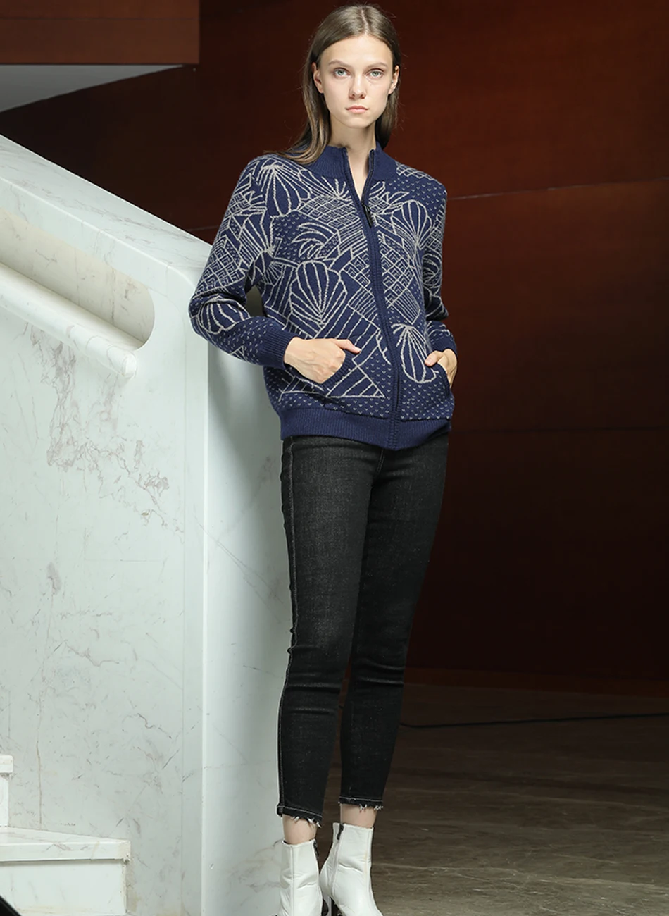 RONGFANGZI Inner Mongolian Cashmere Sweater Women Cardigan Zip Pockets Ribbed Collar Cuffs Hem Winter Thick 12 Gauge Knit Slava