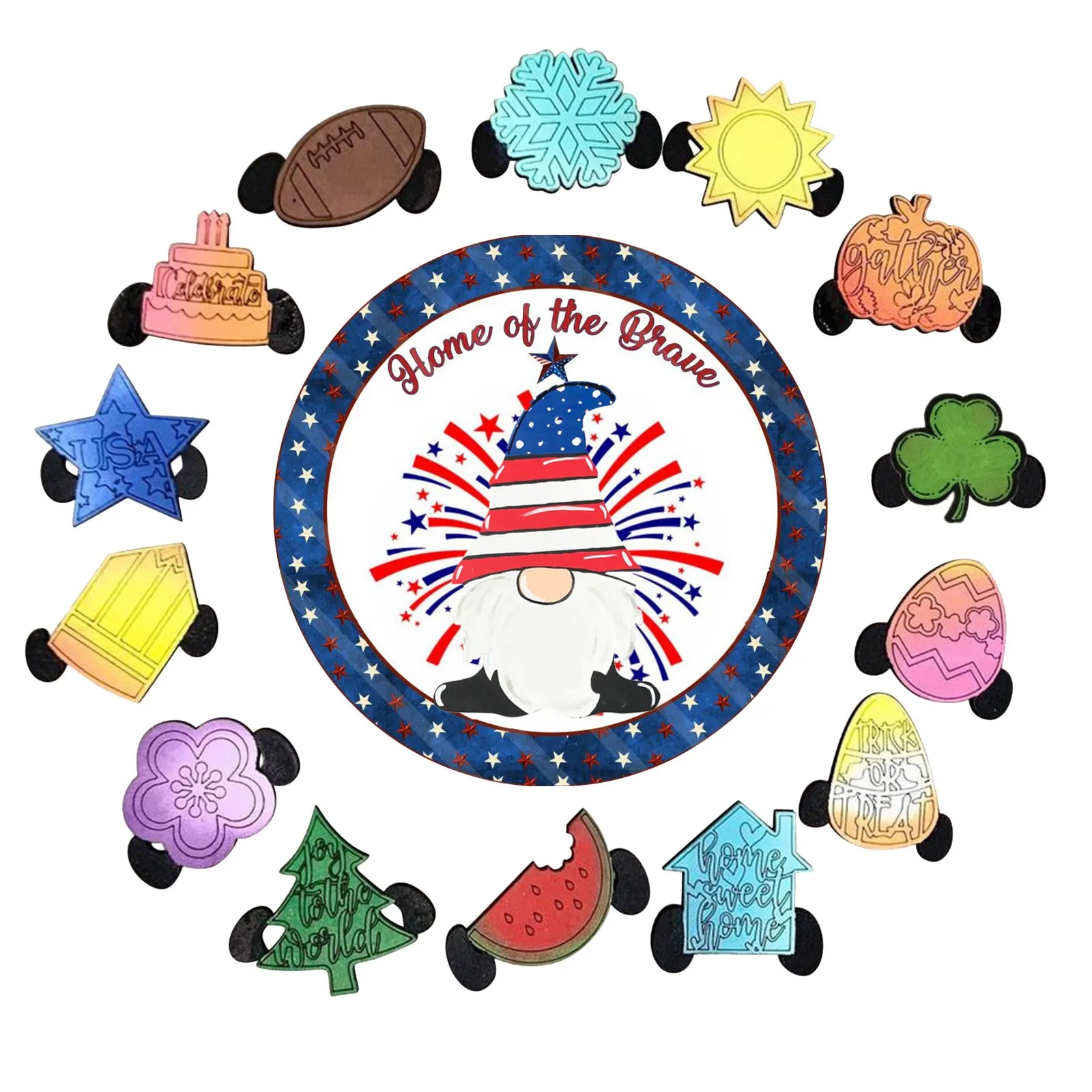 

Welcome Door Ornaments With 12pc Accessories Wooden Home Decor Independence Day Door Hanging Ornament Decorations Home Decor