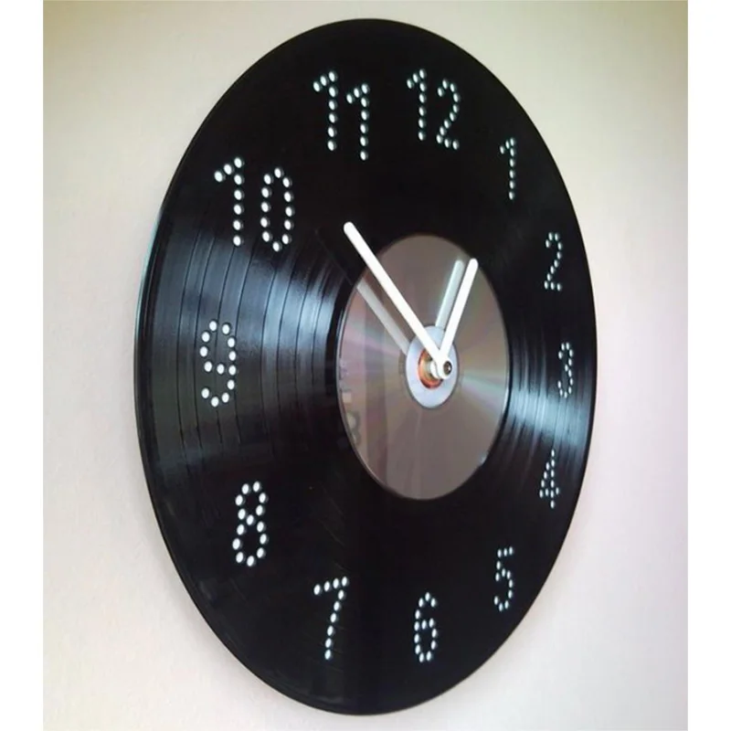 Кварцевые круглые винтажные настенные часы современный дизайн CD черные с