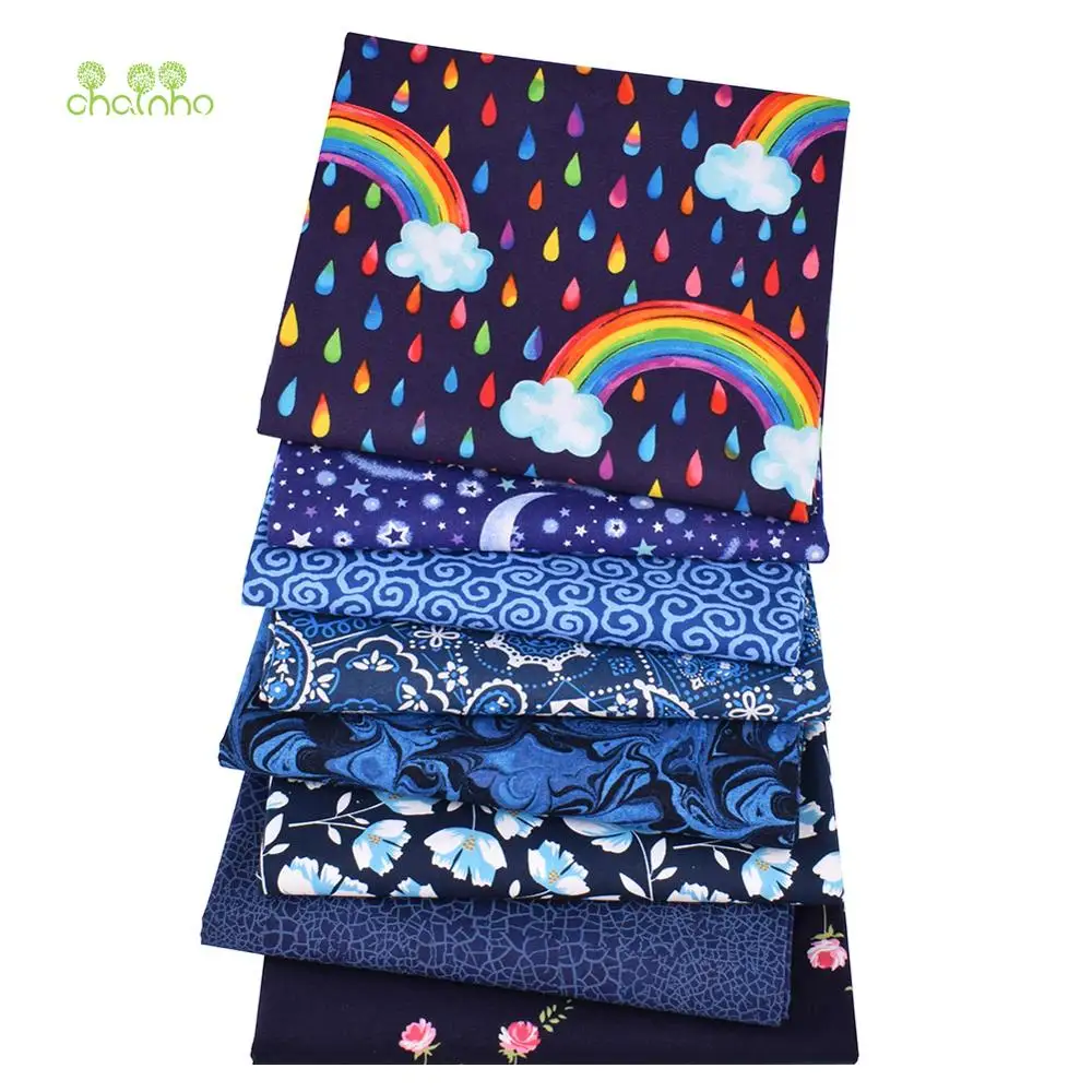 8 шт./лот простая хлопковая ткань Лоскутная Ткань синяя серия ручной работы