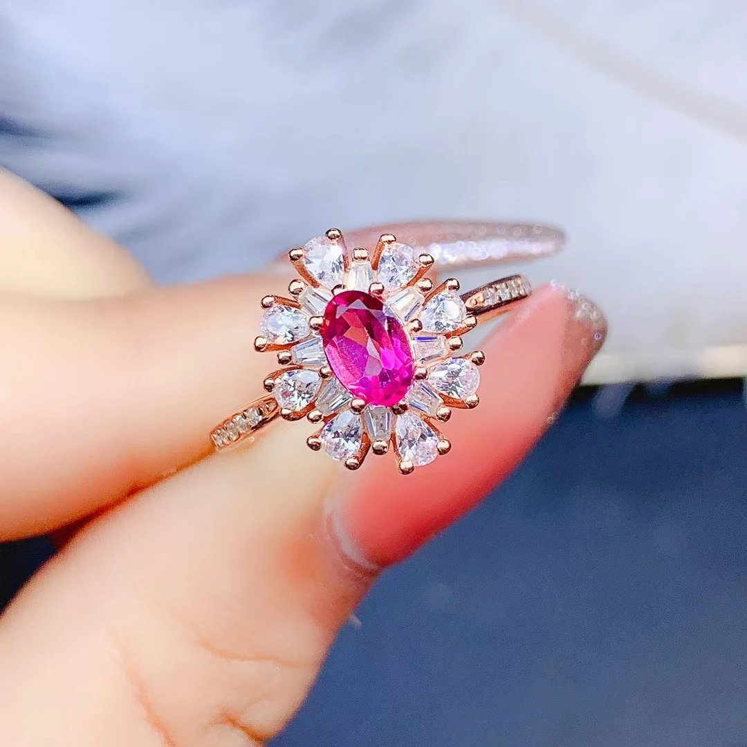 

MeiBaPJ Pink Topaz Fashion Flower Ring for Women Real 925 Sterling Silver Fine Wedding Jewelry