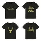 2021 Рождественская детская одежда с золотым рождественским принтом оленей, Детская футболка, блузка, футболка для мальчиков и девочек