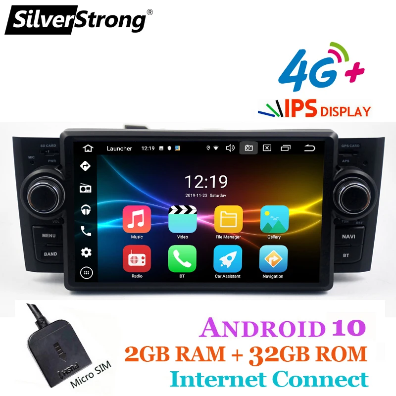 SilverStrong 7 ''IPS CARPLAY DSP Android10 автомобильный DVD для Fiat Linea Grande Punto мультимедийный