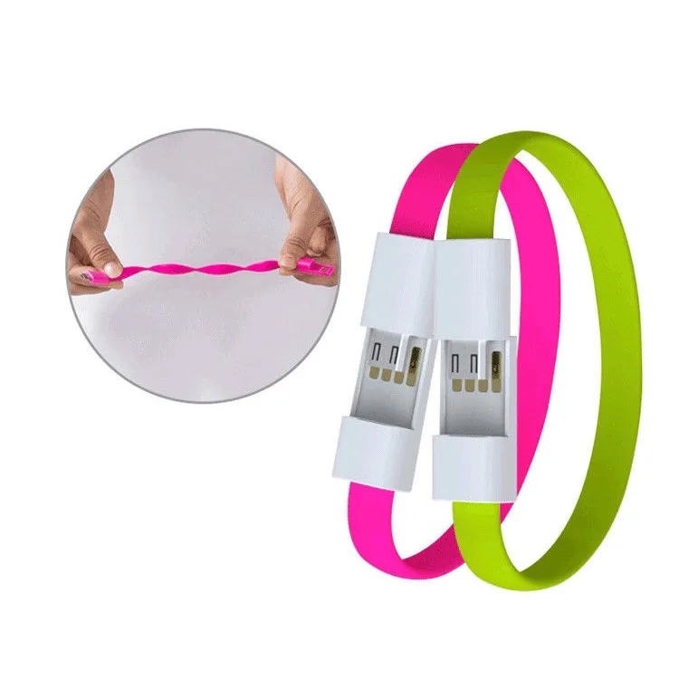 

Mini Short Flat Bracelet Micro USB 2.0 Sync Data Charger Cable for Android Phones Women Men Casual 2 in 1 Wristband Bracelet