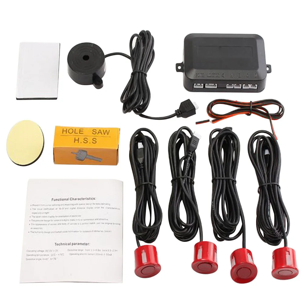 LED Display Car Parking Sensors 4 Radars Kits 22mm Ultrasonic Monitor Detector System Automobile Security Alert System