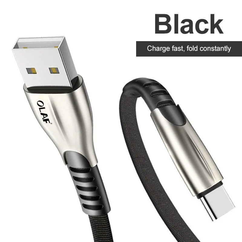 Black Olaf 3A type C USB кабель для huawei P20 Lite Honor 10 USB 3,1 провод для быстрой зарядки телефона зарядное устройство Redmi Note 7 samsung Galaxy S9 - Цвет: Black