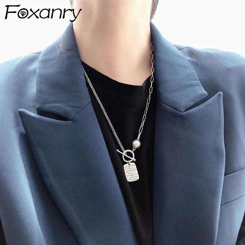 Цепочка FOXANRY из стерлингового серебра 925 пробы с пряжкой дизайнерские аксессуары