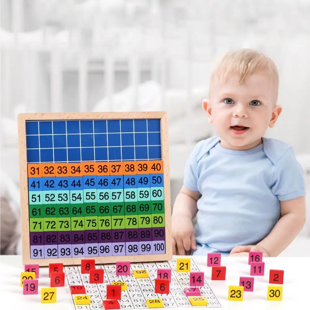 

Montessori Baby 1-100 Numbers Match Wooden Blocks Puzzle Game Kids Early Educational Child Gift Toy