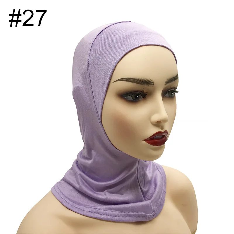 

1PC Pure Color Cap Female Muslim Girl Cap Modal Cotton Solid Color Base Cap Cap Scarf Adjustable Cap Comfortable And Simple