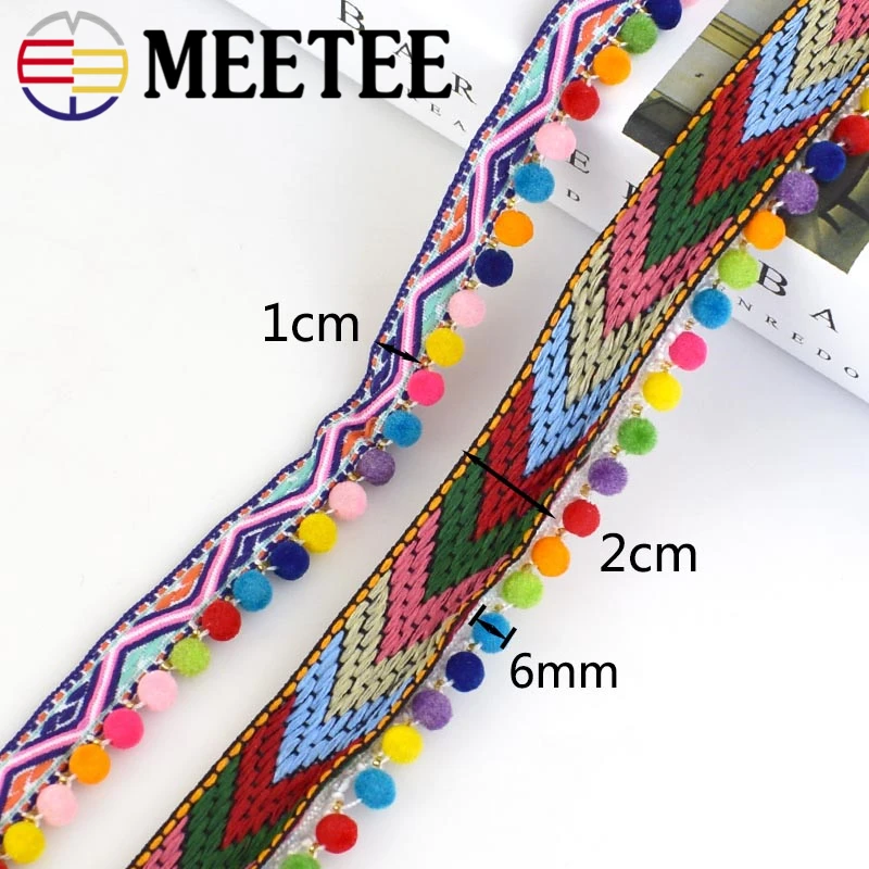 5 ярдов красочные жаккардовые тесьма бахрома бисером помпон отделка кисточкой