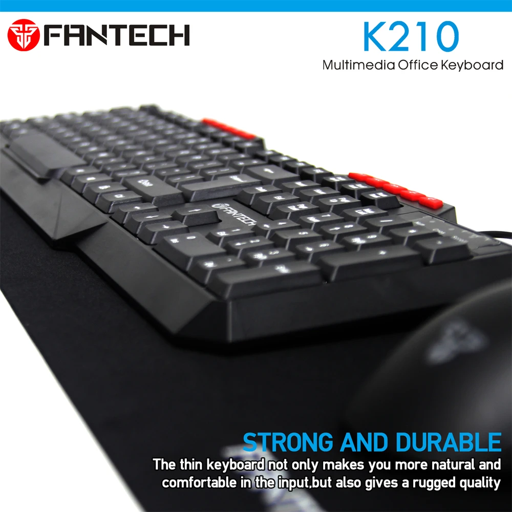 Fantech K210 многофункциональная клавиатура 114 ключей английская проводная USB Keybord для ежедневного использования офисный Keybord