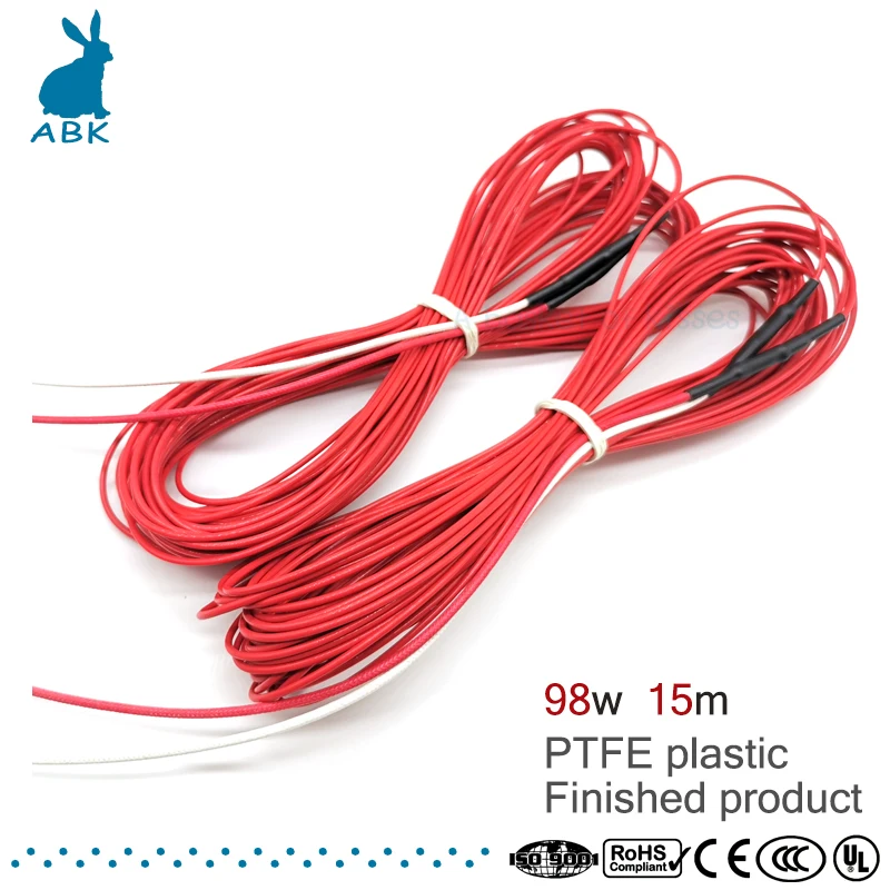 

F12K 15meter 98w carbon fiber heating cable PTFE Flame retardant non-toxic radiation-free heating wire warm Heat cable