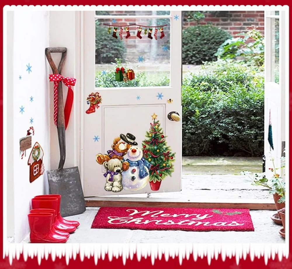 Рождественская Настенная Наклейка Рождество подарок Съемная Искусство домашний