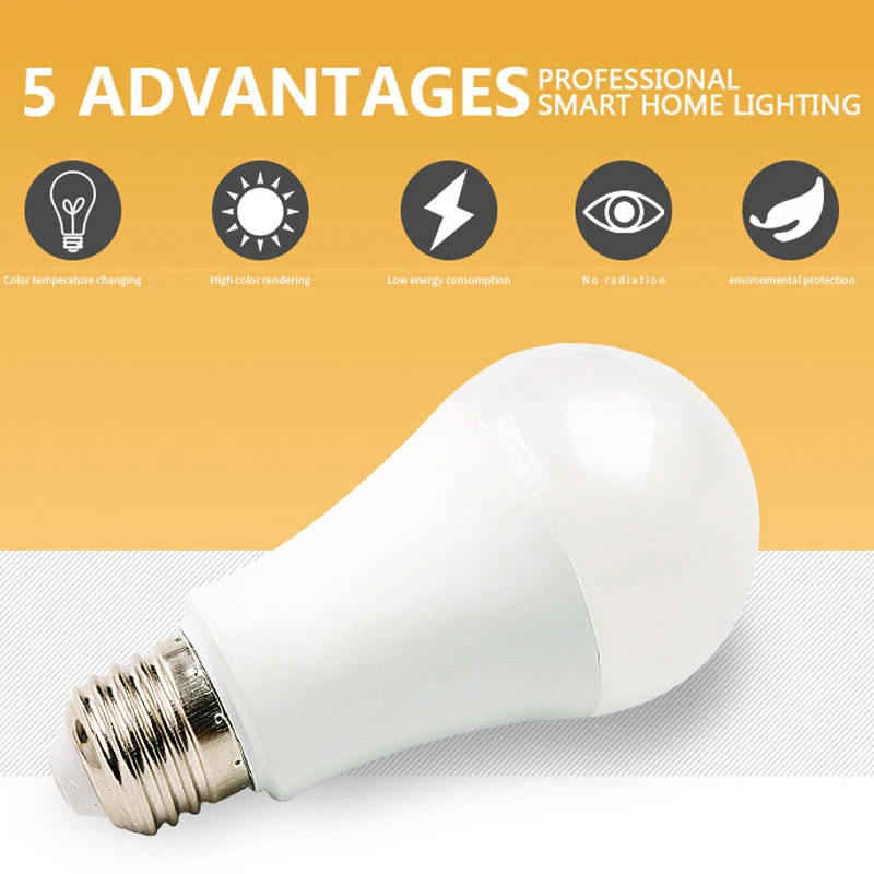 

10W WiFi Smart Light Bulb E27 LED RGB Lamp Work With Alexa/Google Home RGB+White Dimmable Timer Function Smart Bulb