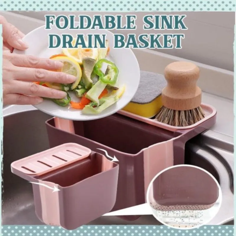 

Wall Mounted Foldable Bathroom Shampoo Storage Rack Kitchen Drain Basket Sink Sponge Rack Waste Leaking Basket Bathroom Shelves