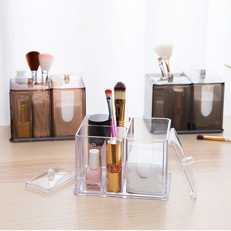 Коробка для хранения косметики органайзер макияжа настольный пыленепроницаемый