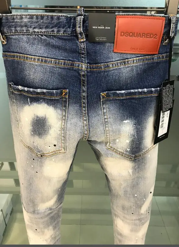 2021 New Dsquared2 Cool Guy-pantalones vaqueros con agujeros para hombre, bordados, 9612