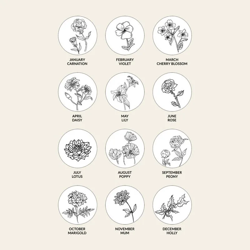 

Birthday month flower custom personalized disc pendant necklace For mother's day personalized birthday gift