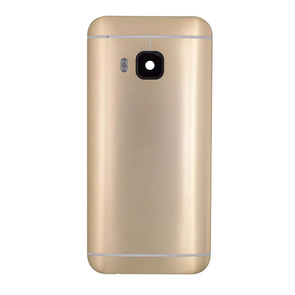 Металлический задний корпус двери для htc One M9 задняя крышка батарейного отсека чехол с объемом+ Кнопка питания+ объектив камеры в сборе - Цвет: Золотистый