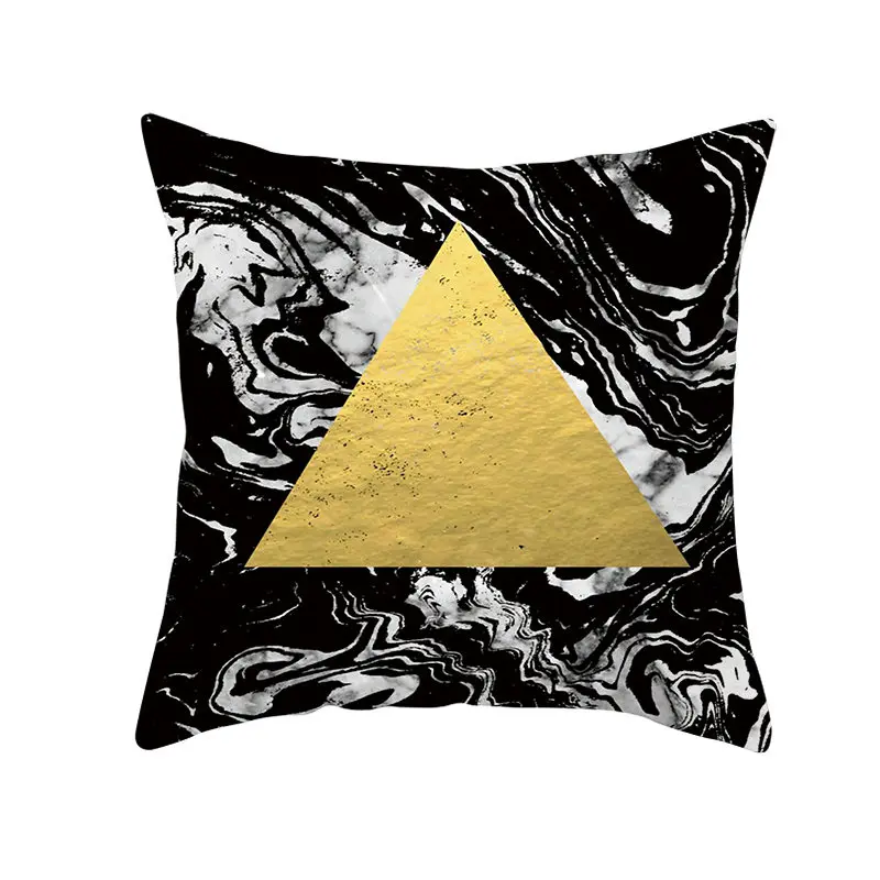 

Black Yellow Geometric Cushion Cover Decorative Sofa Cushions Throw Pillows Covers Polyester Single Side Print Pillowcases