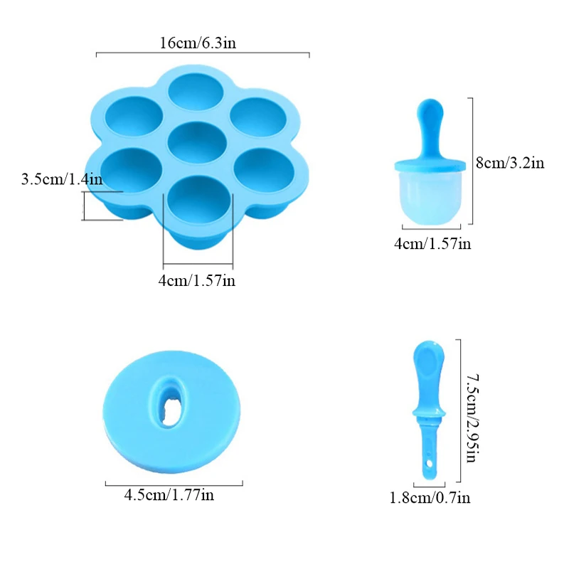 

7 Holes Silicone Popsicle Mould Kids Food Supplement Box High Temperature Resistance Ice Cream Pops Mould Maker Kitchen Tools