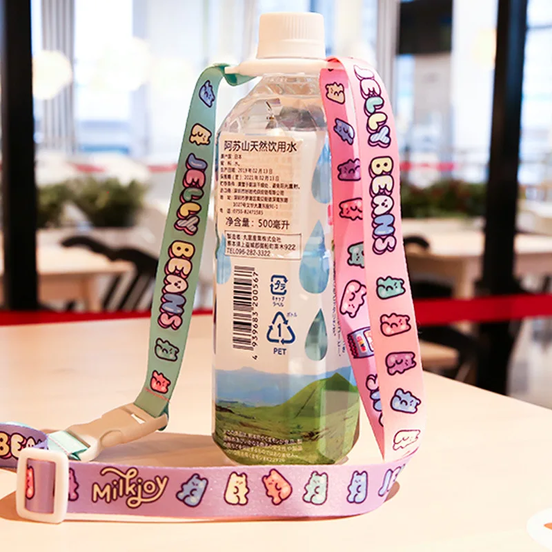 Kawai Portable Water Bottle Lanyard Cute Cartoon Drink Outdoor Travel Buckle Strap Cup Accessories | Дом и сад