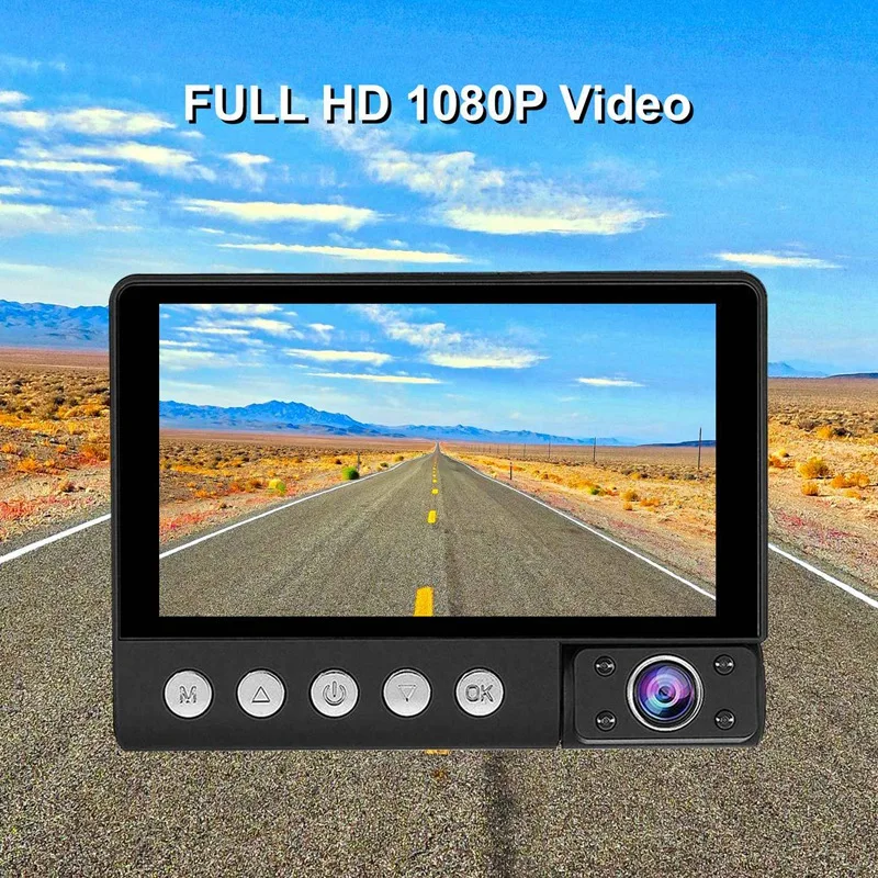 Car DVR Camera 3 Lens 4.0 Inch Full HD 1080P LCD Screen 170 Degree Rear view G-sensor Auto Dash Cam Infrared Night Vision Ca | Автомобили