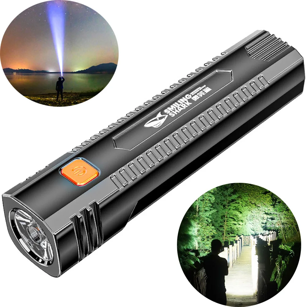 

Портативный светодиодный фонарик с зарядкой от USB фонарь, карманный водонепроницаемый фонарик с внешним аккумулятором для самообороны, рыб...