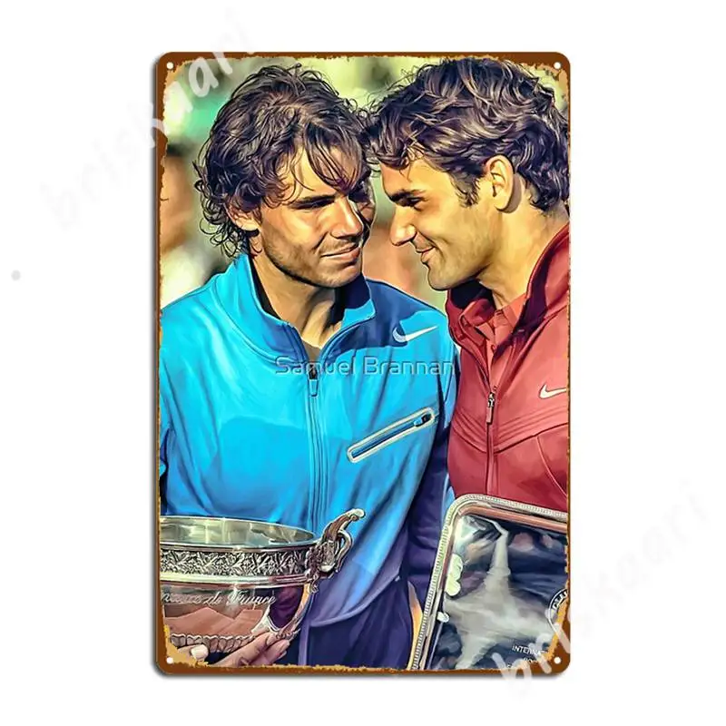 Рафа Надаль и Роджер Федерер. Roland Garros металлические знаки Настенный декор паб