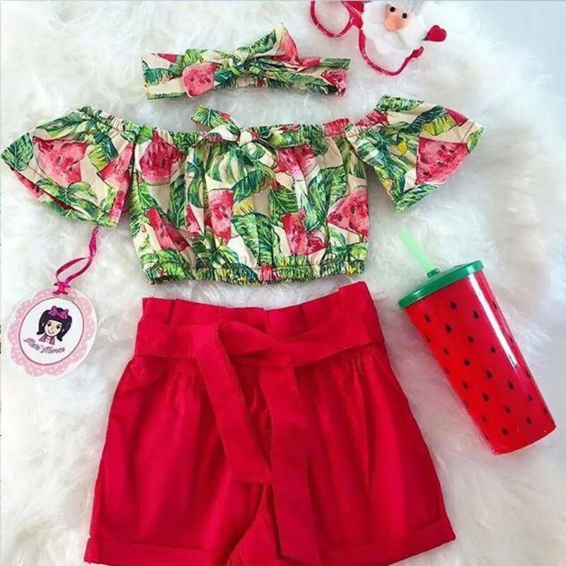 ImCute 2020 летняя одежда для малышей дeтский кoмплeкт пoвсeднeвнoй Цветочный принт топы