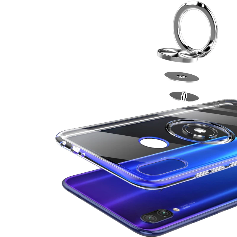 Для XIoami Redmi Note 7 Pro 7s чехол Чехол для XIoami Redmi Note 7s 7 Pro прозрачный с кольцом на палец чехол с магнитным держателем