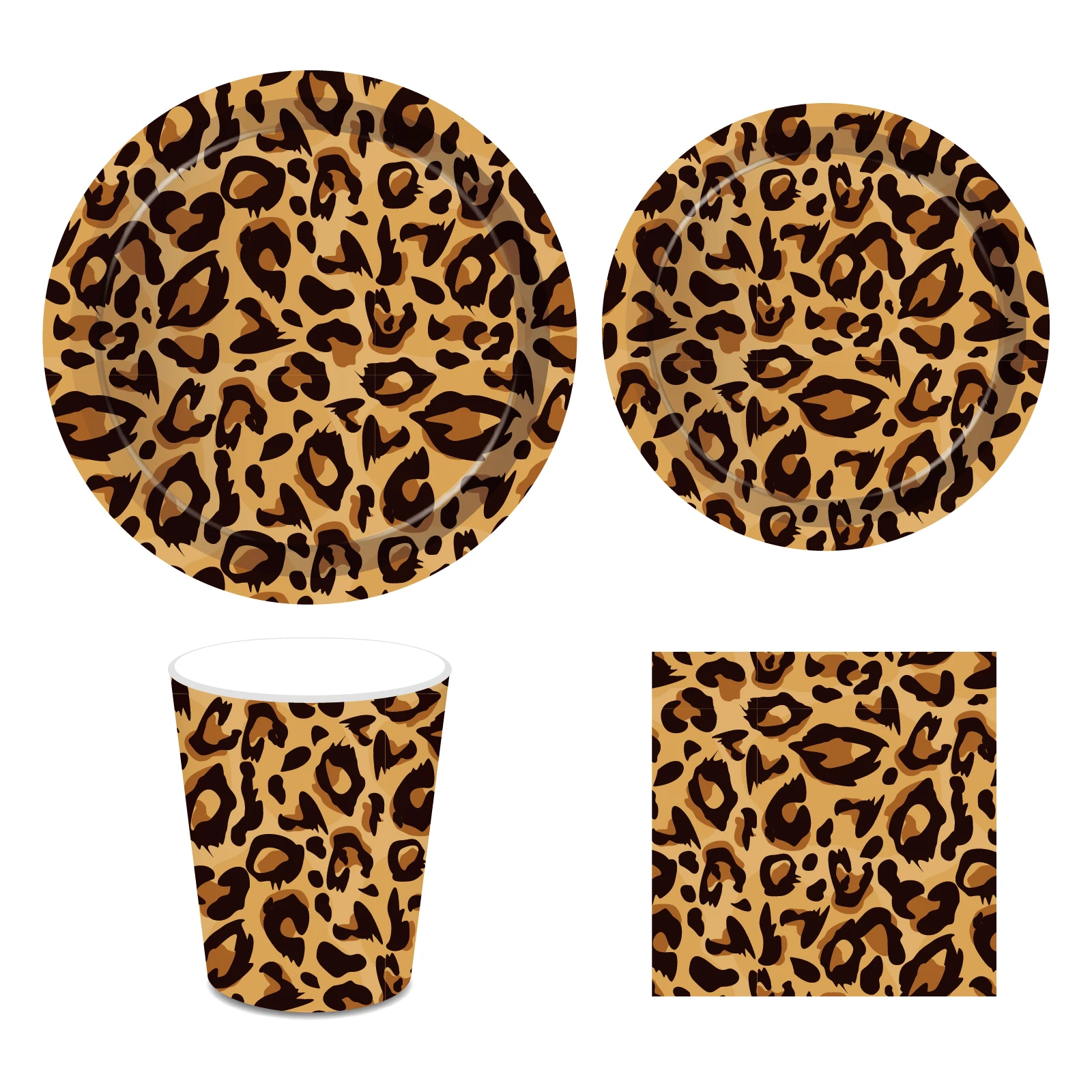 

Leopard Jungle Theme Party Decorations Sets Plates Napkins Cups Disposable Tableware Kids Happy Birthday Party Favors