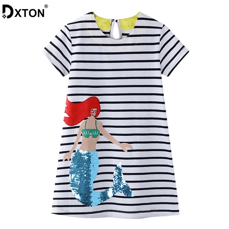 Платье для маленьких девочек DXTON с коротким рукавом расшитое блестками героями