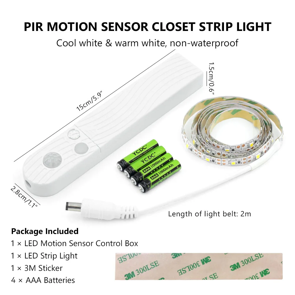 

5v Battery Operated 2835 Led Tape Montion Sensor LED Strip Light Waterproof/non-waterproof 1/2/3m Flexible Led Ribbon
