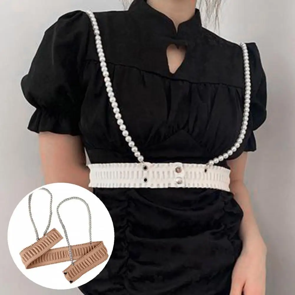 

Sturdy Stylish Imitation Pearls Elasticity Waist Belt Women Women Belt Wear-resistant for Dating