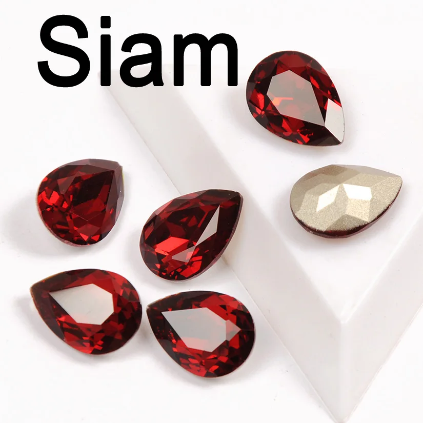 Siam CTPA3bI Colorful Crystal Drop Shape Loose or With Strass Rhinestones Sew On Glass Stones DIY Crown Jewelry Ring Pendant Dress - Цвет: Siam