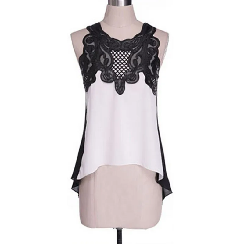 Женская шифоновая блузка в стиле пэчворк длинная Асимметричная рубашка без