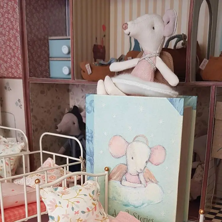 Мини-мышь ангела в книге 12 см Рождественский Новогодний подарок ручной работы