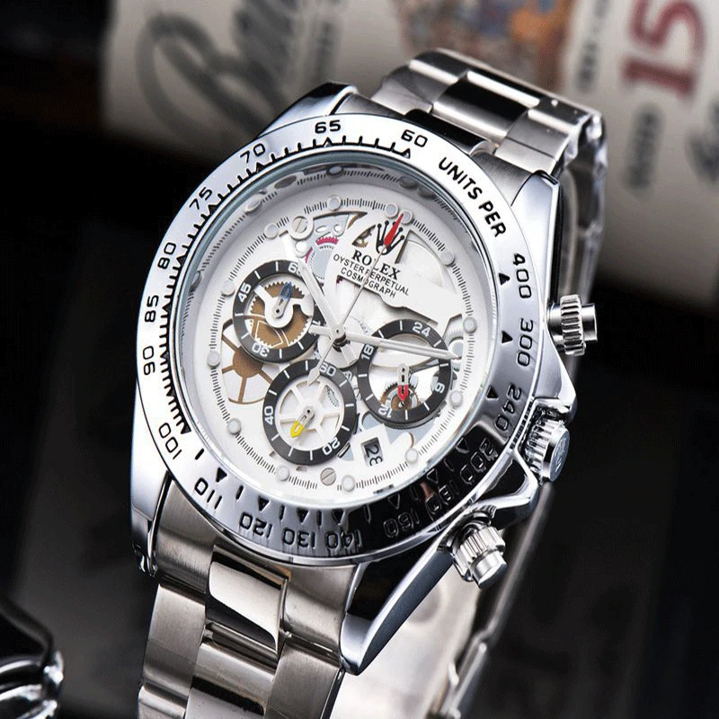 

Fashion Men's Luxury Designer Mechanical Watch Classic Black Watch Steel Band Calendar Business Brand Watch Men's Gift 122