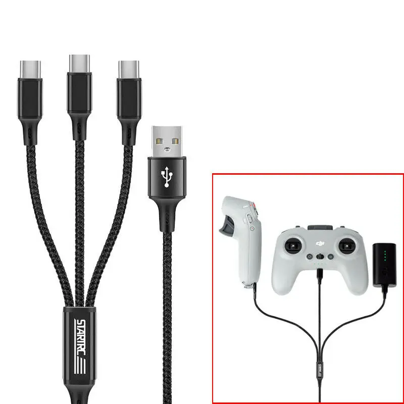 

Зарядный кабель Type-C для DJI FPV комбинированного дрона с дистанционным управлением и аккумулятором очков