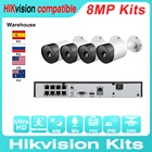 Hikvision совместимые наборы IP Bullet Camera 4K 8MP 4 шт. Встроенный микрофон IR + Hikvision оригинальный NVR DS-7608NI-Q18P POE CCTV System