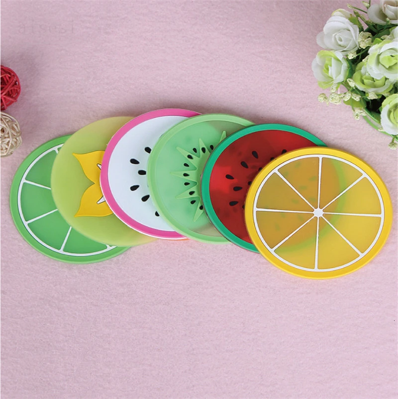 Новинка 1 шт. милая подставка в форме фруктов силиконовая под кружку нескользящая