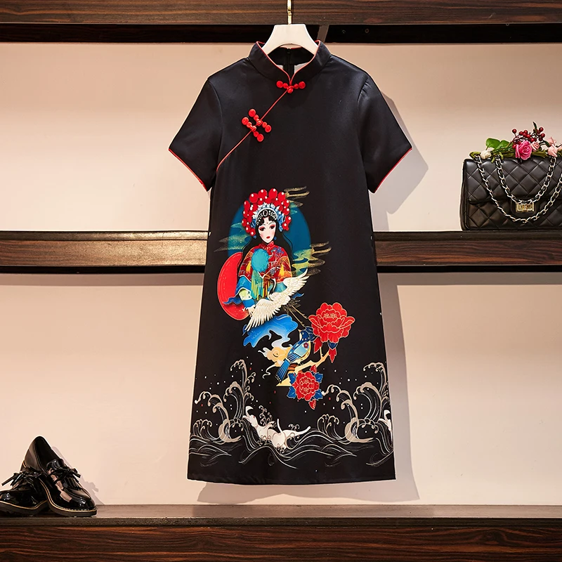 

Huai opera printing the new spring and summer dress artistic temperament big yards daily improvement of young Chinese dress